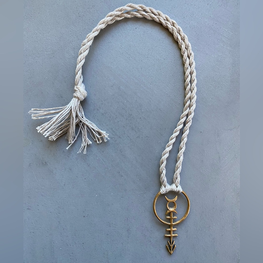 Custom Tribal Arrow Moon Brass Necklace free people hippie boho witchy goth - Picture 3 of 7